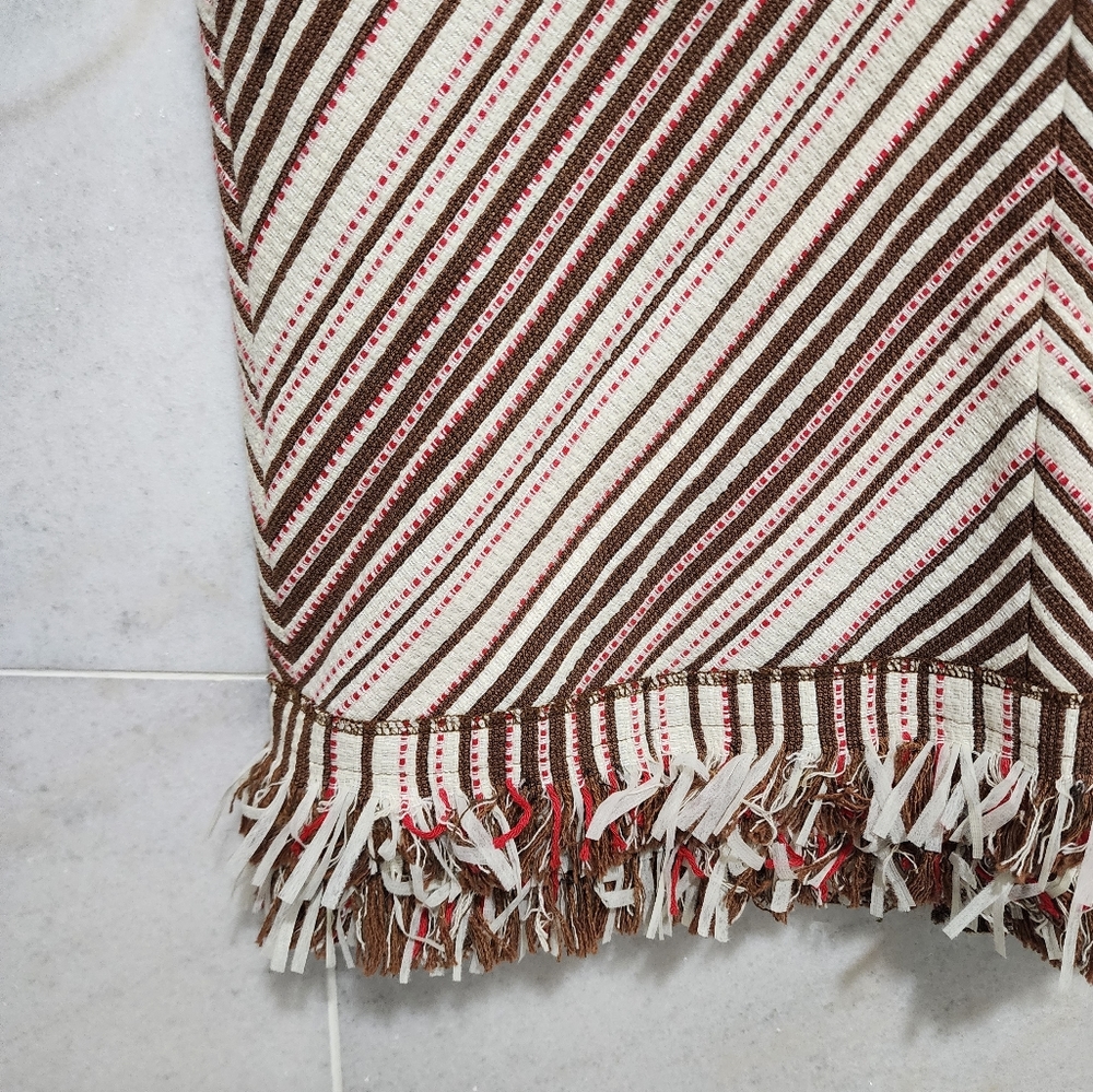 Worth Chevron Fringe Pencil Skirt Cream Brown Muiltcolor sz 8 - Picture 5 of 7